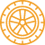 An orange tire that has rims in the center.